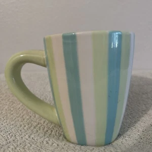 Starbucks Barista Striped Ceramic Coffee Mug Blue Mint Green - Picture 1 of 5