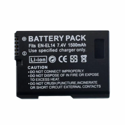 Battery For Nikon EN-EL14a D3100 D3200 D3300 D3400 D5100 D5200 D5300 P7700 P7800 - Image 1 of 4