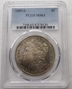 1889-S $1 Morgan Silver Dollar PCGS MS63 700,000 Mintage Cool Toning - Picture 1 of 4