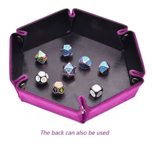 Hexagon Foldable Reversible DND PU Leather Dice Tray- Dungeons and Dragons - Picture 1 of 2