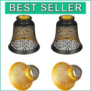 Stylish Indoor Ceiling Fan Replacement Shades - 4 Pack with Chrysanthemum Motif - Picture 1 of 11