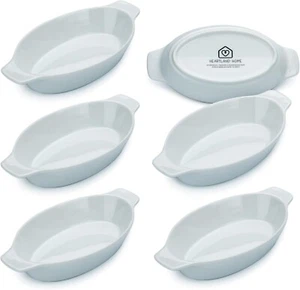 Elegant 6-Piece Porcelain Mini Casserole Dish Set - Individual Serving Ramekins - Picture 1 of 11