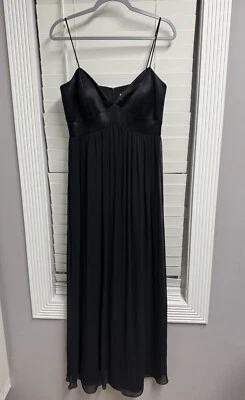 Maxi Vestido Negro Casa Blanca Mercado Seda Imperio Talla 10 Foto 1 de 4
