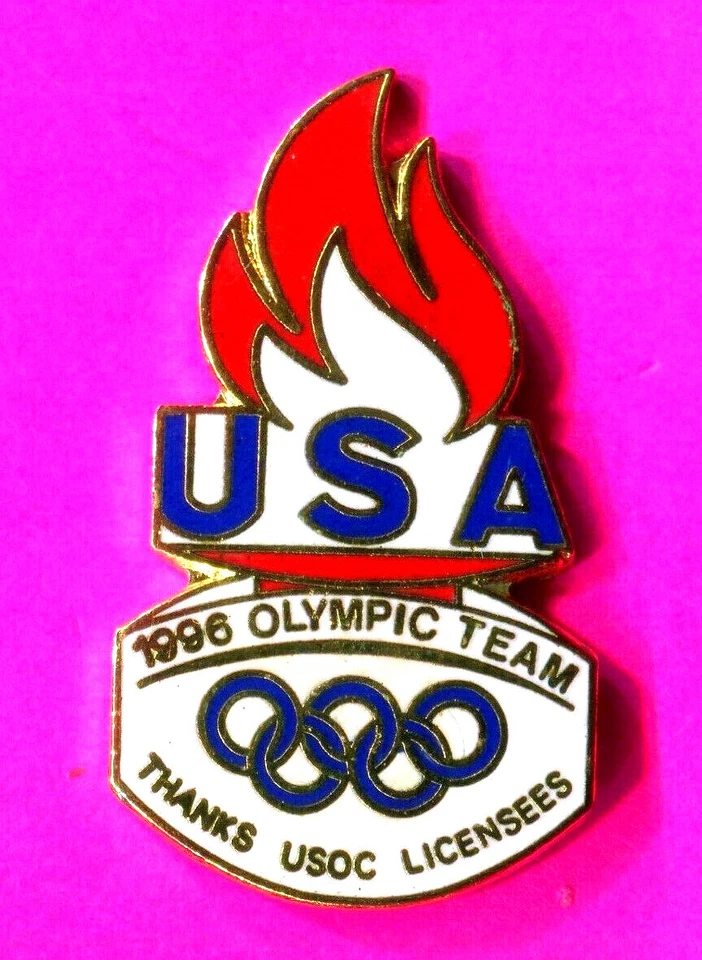 1996 OLYMPIC PIN TEAM USA PIN NOC PIN USA RED FLAME TORCH PIN  - Image 1 of 1