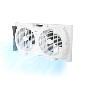 Comfort Zone 9" 3-Speed Twin Window Fan with Quiet Setting - Picture 1 of 7