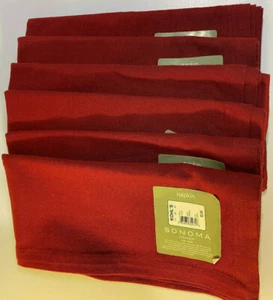 6 Napkins ~ KOHL'S SONOMA "Barn Red" NAPKINS ~ New with Tags - Picture 1 of 7