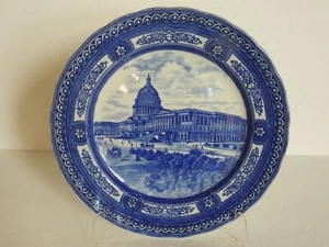 Placa Royal Doulton 10" Capitolio de Estados Unidos Washington Flujo Azul Histórico Staffordshire - Imagen 1 de 8