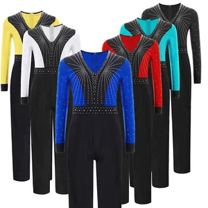 UK Kids Boys Latin Dance Jumpsuit Full Body Leotard Tumbling Skating Unitard  - Picture 1 of 57