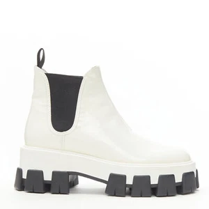 PRADA 2019 Monolith white patent lug sole platform ankle boot EU36 - Picture 1 of 11