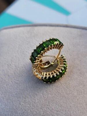 14K Yellow Gold Chrome Diopside 14k Gold Hoop Earrings - Image 1 of 4