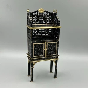 Dolls house 1:12 Oriental Ornate Cabinet Black & Gold Cupboard Glenowen - Picture 1 of 11