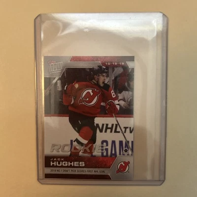2019-20  Topps Now NHL Stickers Jack Hughes Rookie # 24  First NHL Goal - Image 1 of 2