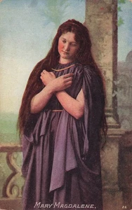 MARÍA MAGDALENA VE A JESÚS PRIMERO CUANDO SE LEVANTA POSTAL DE FELICITACIÓN RELIGIOSA AÑOS 1910 - Imagen 1 de 2