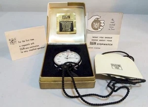 Vtg NOS Elgin 7 Jewel Stop Watch Made In Germany In Orig Box With Enclosures - Picture 1 of 22