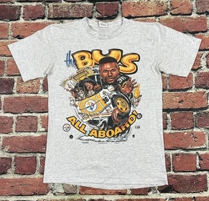 Vintage Jerome Bettis The Bus Caricature T-Shirt NFL Pittsburgh Steelers 90s L - Picture 1 of 7