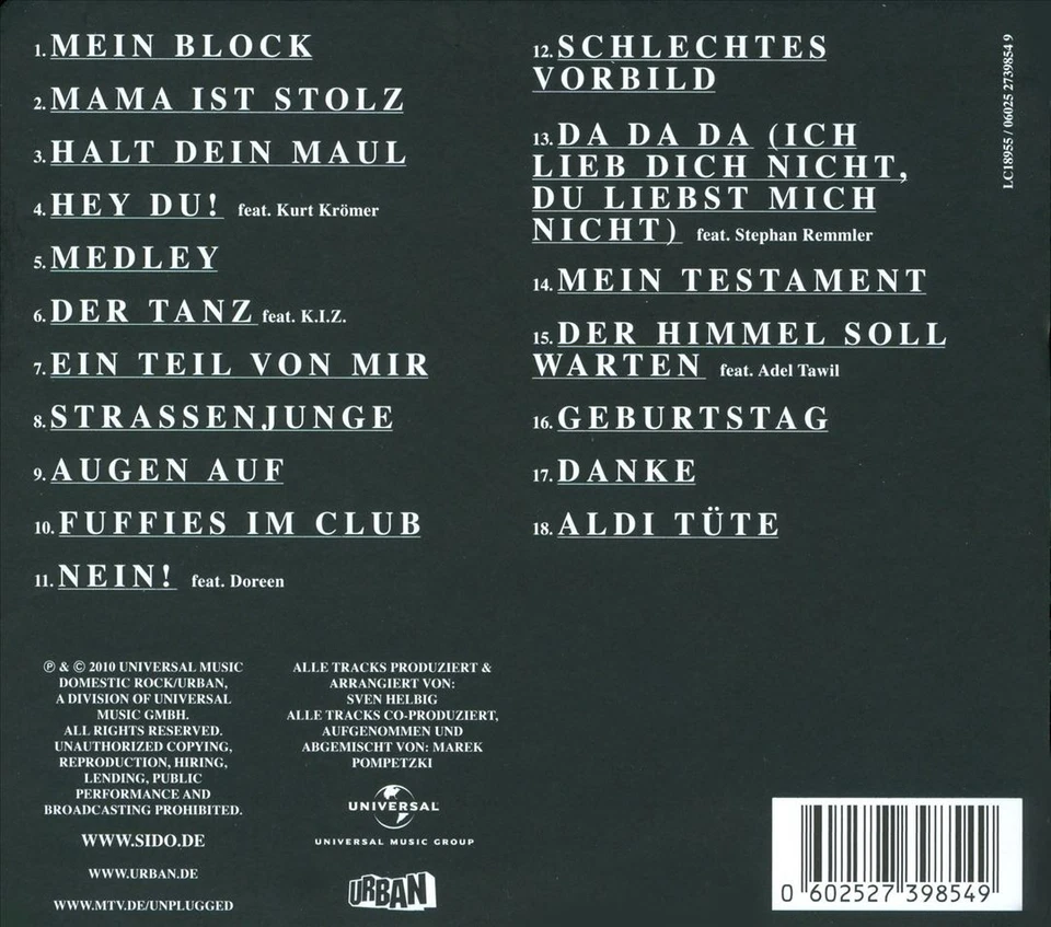 SIDO MTV UNPLUGGED: LIVE AUS'M MV NEW CD Foto 1 de 1