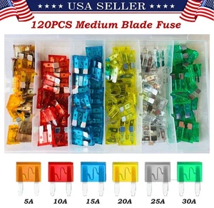 120 Stck. Medium Auto Sicherung, Sicherungen KFZ Blade Sicherung Kit für Wohnmobil, LKW, Marine USA - Bild 1 von 12