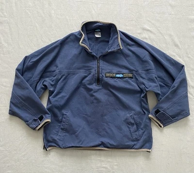 Kavu Throwshirt Jacket Long Sleeve Half Zip Pullover Blue Canvas Men's Large - Image 1 of 4