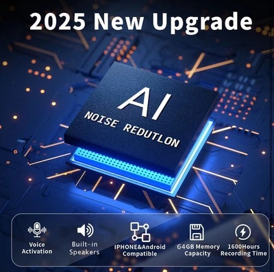 64GB 4800 Hours Digital Voice Recorder Dictaphone Audio MP3 Player - Image 1 of 4