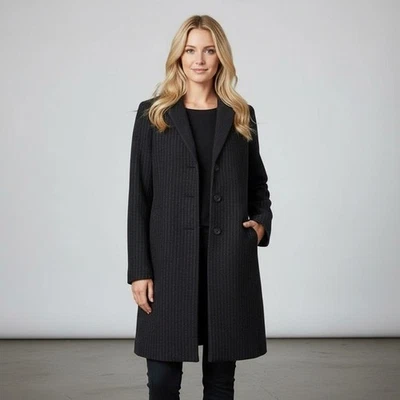 Abrigo negro acolchado de lana a rayas con plumón de ganso híbrido rojo Peuterey - Talla: EE. UU. 4-6 Foto 1 de 4