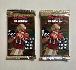 Lotto 2 pacchetti calcio Bowman 2005 mai aperti sigillati Aaron Rodgers Rookie anno - Foto 1 di 4