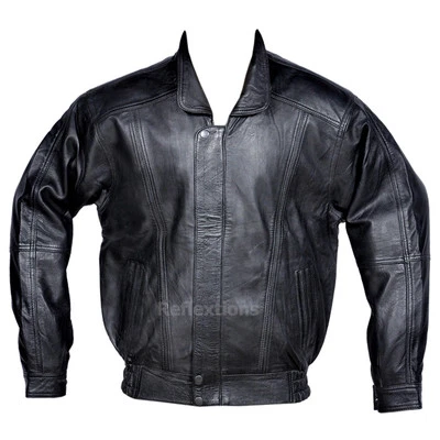 Mens Leather Jacket Bomber Styled Classic Quilted Lamb Winter Leather Jacket - Image 1 of 3