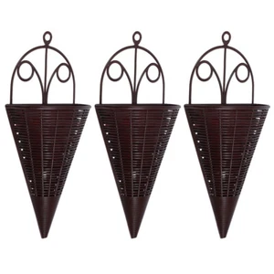 3Pcs Hanging Plants Flower Basket Woven Hang Basket Orchid Planter Wall Hanging - Picture 1 of 12