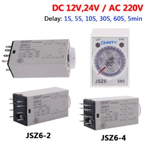 AC 220V DC 12V/24V Time Delay Relays 1/5/10/30/60S 5Min JSZ6-2 8PIN JSZ6-4 14PIN - Picture 1 of 12