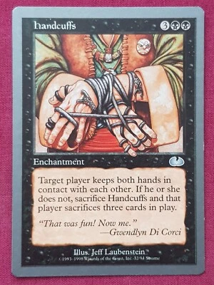 Magic The Gathering UNGLUED HANDCUFFS black card MTG - Image 1 of 2