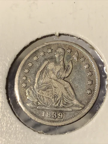 1839 Seated Liberty Half Dime  ~ No Drapery ~ VERY NICE!!! Cover