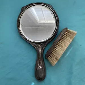 Vintage Silver Color Hand Mirror and Brush/Comb Antique Vanity Dresser Set - Picture 1 of 7