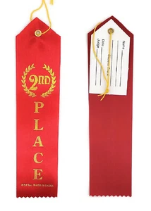 Preisbänder 2. Platz (rot) mit Karte und Schnur (24er Pack) - Bild 1 von 6