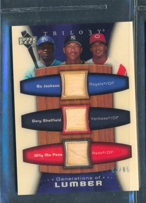 2005 Upper Deck Trilogy Triple Bat Relics GEN-JSP: BO JACKSON GARY SHEFFIELD /85 - Image 1 of 2
