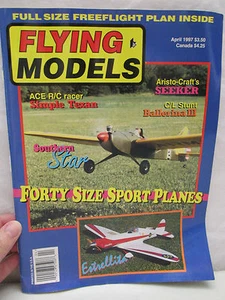 Flying Models Magazine April 1997 R/C Planes Boats Cars Freeflight Plan Inside - Picture 1 of 3