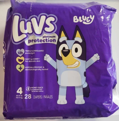 Paquete de 28 pañales desechables Luvs para bebé talla 4 patrón azul Foto 1 de 3