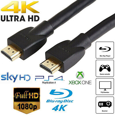 Premium 4k Hdmi Cable 2.0 High Speed Gold Plated Lead 2160p 3d Hdtv Ultra Uhd • 1.09£