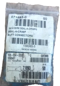 Pack of 50, 16-14 Wire Seal-a-Crimp Sealed Butt Connectors Blue 071893-0 - Picture 1 of 2