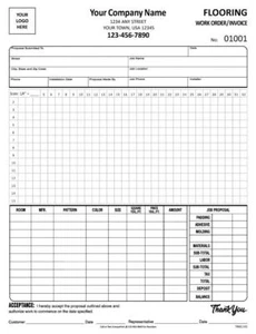 Flooring Work Order Invoice Form / 3 Part Carbonless - 8.5 x 11 - TMG145 - Picture 1 of 1