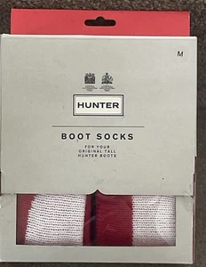 Hunter Moustache Boot Socks Red & White Stripes Medium 3-5 BNIB Rare - Picture 1 of 2