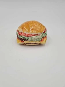Vintage Handmade Ceramic Clay Burger Sculpture Art Decoration Signed - Picture 1 of 6