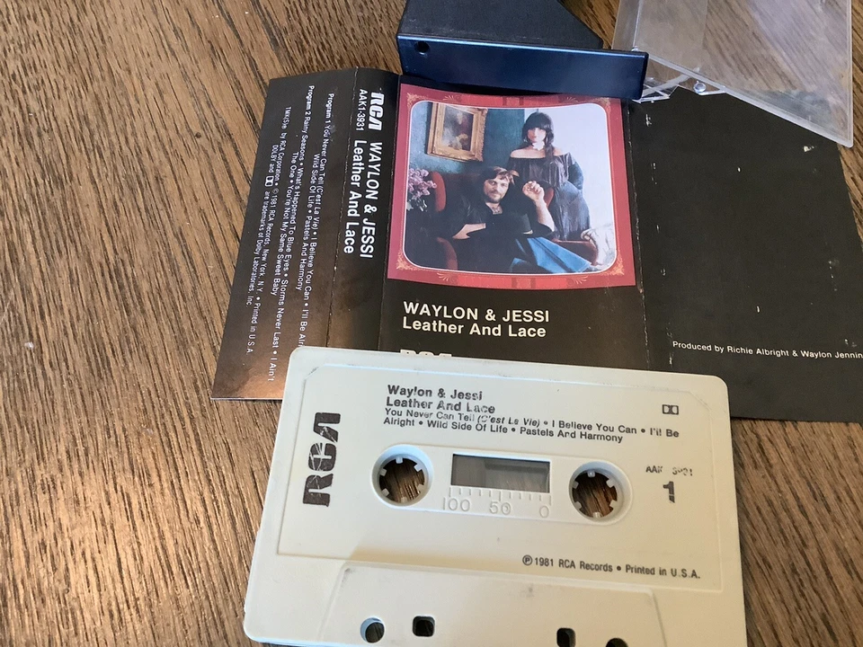 WAYLON & JESSI LEATHER AND LACE CASSETTE Used Outlaw Country Free USA Shipping - Image 1 of 1