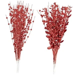 24-Pack Christmas Tree Picks Ornaments, Artificial Glitter Berry Stem Red - Picture 1 of 7