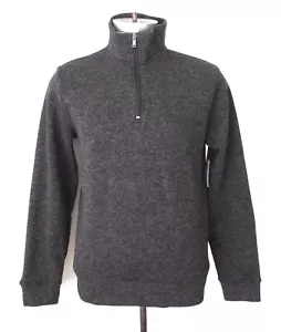 Nuevo con etiquetas Antiguo Azul Marino Gris Carbón Poli Pulóver Sudadera Lana Cremallera Cuello Chaqueta M - Imagen 1 de 7