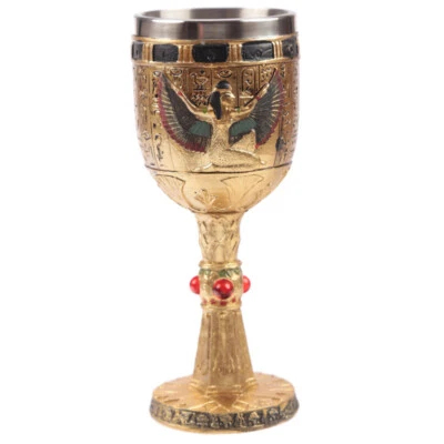 Decorative Egyptian Winged Goddess Isis Goblet - Gothic Design Wine Cup - Image 1 of 3