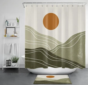 Juego de accesorios de baño minimalista para cortina de ducha Nature Mountain Sun abstracto - Imagen 1 de 18