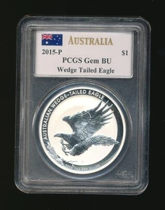 2015 P Australia Silver $1 Wedge Tail Eagle, Mercanti PCGS Gem BU x - Picture 1 of 2