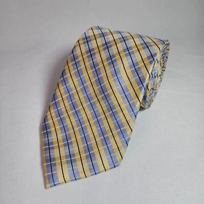 Nautica 100% 真丝领带男式几何黄色紫色 3.5 x 59.5 — 第 1/4 张图片