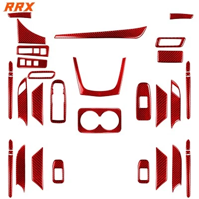 Juego completo de 34 piezas de molduras interiores de fibra de carbono roja para Cadillac XT5 XT6 2016-25 Foto 1 de 4
