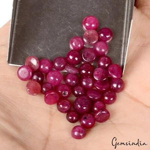4-7mm Round Natural Red Ruby Round Cabochon Loose jewelry Gemstones Lot ~36 Pcs - Picture 1 of 6