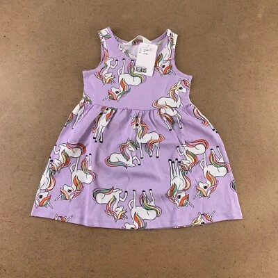 Vestido sin mangas estampado unicornio púrpura claro talla 2T H&M niña pequeña nuevo con etiquetas Foto 1 de 4